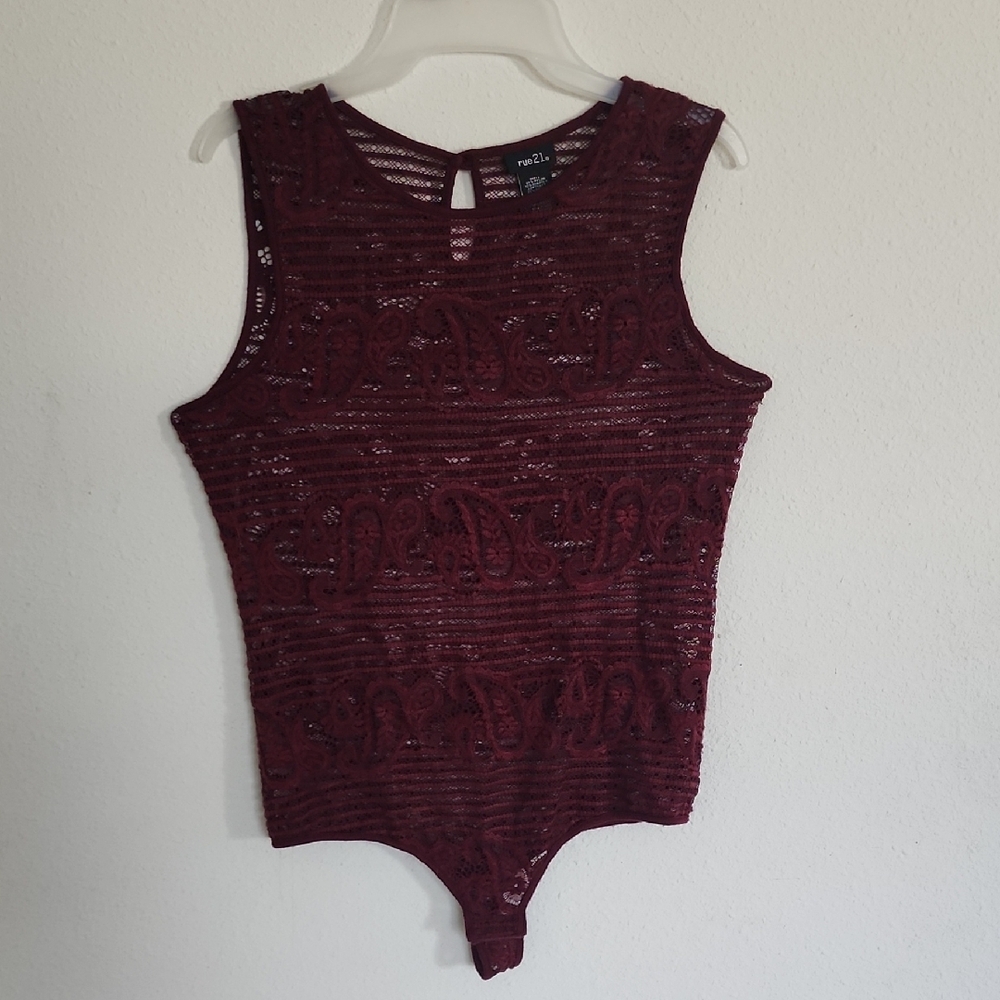 Burgundy Lace Bodysuit